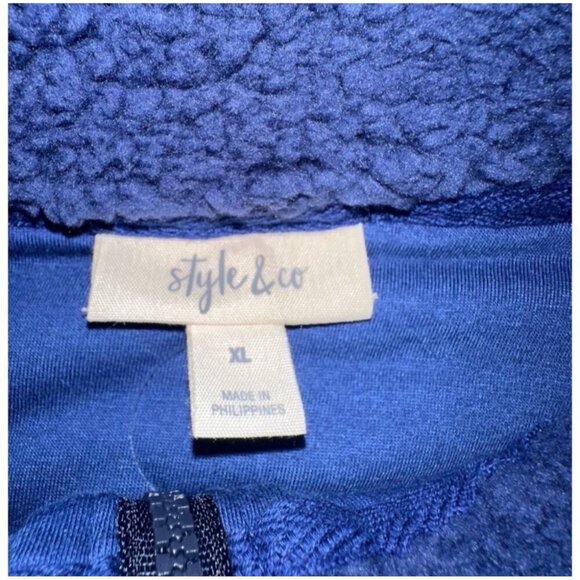 Style & Co Womens XL Sherpa Fleece Jacket Pink & Navy Two-Tone - Picture 5 of 11